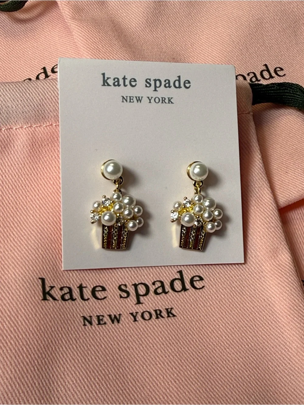 kate spade Gold & Cream Pearl Cluster Drop Earrings
